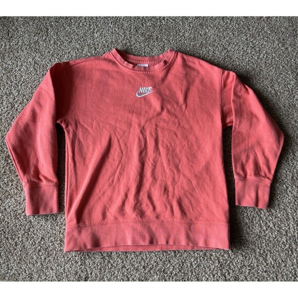 VTG 2000s Nike‎ Center Swoosh Crewneck Peach Pink Women’s Medium Y2K Athletic - Picture 1 of 5